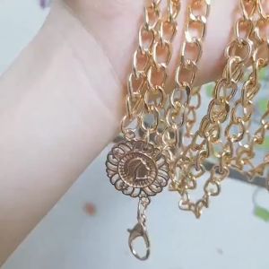 Dây thắt lưng xích hoa mặt trời đai váy xích kim loại dây 3 tầng