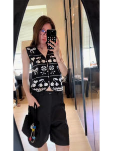 YUEZHONGWEI | Loose Sleeveless V-Neck Ice Silk Knitted Cardigan Womens Summer Top Fashionable French Style Money-Like Clothing