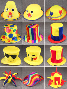 LEOWOEL\Clown Hat Jazz Performance Magic Show Adult Party Festival Performance Cap round High Top Hat Masquerade Hat Halloween Costume