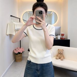 Stylish Color Block Oversized Short Sleeve Knitted Top