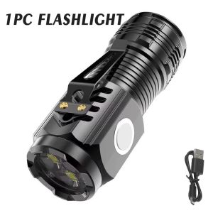 ESMARTER | Mini 3LED Flashlight With Pen Clip,Night Walking Portable BrightnessRechargeable Waterproof Emergency Spotlight Outdoor Torch