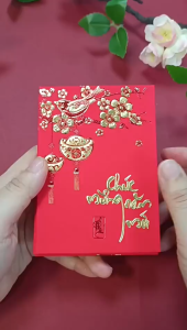 Set 30 Cái Bao Lì Xì In Nổi 3D Màu Vàng /Đỏ Nhung Nhủ Ánh Ngọc Trai Sang trọng