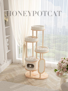 Honeypot Cat | Cat Tree with Bed and Scratching Post Wood Column Cat Furniture