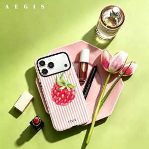 Potdemiel | Watercolor Fruit & Stripe Summer Double Layer Hard Shell for iPhone 17 16 15 14 Plus 13 Pro Max Anti-Drop Shockproof PC Case
