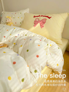 Pure Cotton Double Layer Bedding Set 2025 New Style 100% Cotton Duvet Cover Bed Sheet Three Piece Set Bed Canopy Four Piece Set