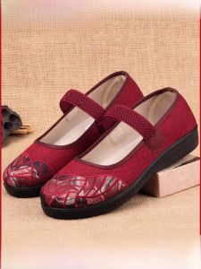 SHIPAILUO | Breathable Soft Bottom Single Shoes For Elderly Women Spring Autumn New Style Comfortable Grandma Shoes Mom Shoes Beijing Flat Cloth Shoes
