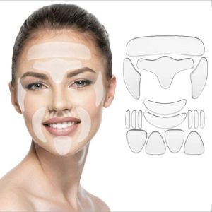 แผ่นซิลิโคนลดริ้วรอยแบบใช้ซ้ำได้ สำหรับใบหน้า หน้าผาก ลำคอ รอบดวงตา ใช้ข้ามคืน ลดเลือนริ้วรอย สติ๊กเกอร์ยกกระชับใบหน้า