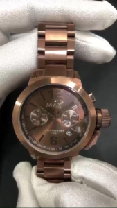 MAX Artisan Classic Quartz Chronograph Watches Brown Steel Mens Stainless Steel Bracelet Watch 44mm 5-MAX578