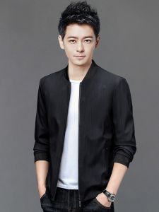 ROMON | Lomeng Mens Short Flight Jacket Baseball Collar Windproof Outerwear Fashionable Autumn Spring Dad Clothes Youth Style