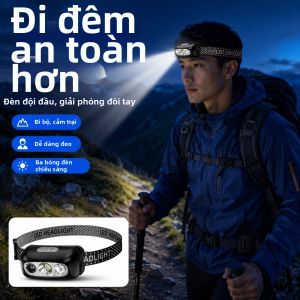 BAIXITANG | Đèn Đeo Đầu Đi Cá Tự Động Sáng Nạp Lại Pin Bền Nước