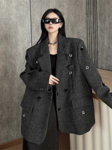 Thickened Long Sleeve Casual Mens Suit Jacket Autumn Winter Woolen Coat Loose Fit Classic Style Two Buttons Single Breasted