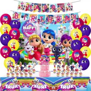 Hasbro | True Rainbow Kingdoms Birthday Party Decoration Kit with Tablecloth Banner Cake Toppers Backdrop Balloons for Kids Baby Shower