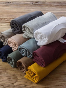 Short Sleeve T-shirt Mens Summer Solid Color Minimalist round Neck Half Sleeve Youth Loose Casual 265G Heavy Weight Cotton T-shirt