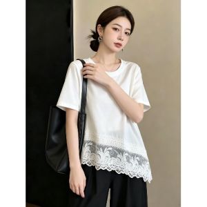 AIYITI | Lace Trim Short Sleeve T-Shirt