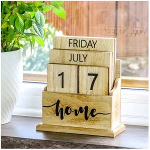 1pc Creative Wooden Desk Calendar Office Ins Style Desktop Decoration Home Office Calendar Day Date
