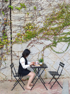 Outdoor Desk-Chair Portable Folding Table Balcony Three-Piece Tables and Chairs Courtyard Casual Rainproof and Sun Protection Milk Tea Shop Iron Tables and Chairs