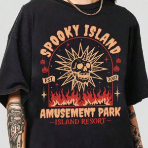 Sanrio | Ghost Island Shirt Retro Halloween Movie Shirt Womens T-shirt Summer New Retro Genjuku Style Casual T-shirt Tops