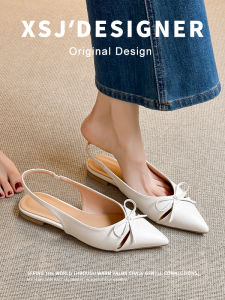 Elegant Bow Detail Cut Out Leather Flat Sandals for Women