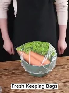 100/200Pcs Transparent Plastic Food Cover Disposable Food Cover Elastic Bowl Covers Food Fruit Fresh-keeping Elastic Plastic Bag Kitchen Refrigerator Dishes Food Storage Bags