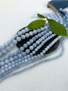 Natural Optimization Aquamarine Light Blue Ball Bracelet Necklace Semi-Finished Products Crystal Loose Beads DIY Bead String Jewelry