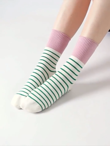 Ready Stock Malaysia Colorblock Striped Yoga Socks Thin Non-Slip Japanese College Style Pilates Zumba Fitness Sport Sock