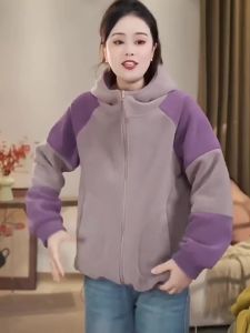 Loose Fitted Hooded Patchwork Thick Fashion Sweatshirt