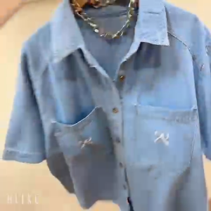 RIBBON BORDIR POCKET DENIM