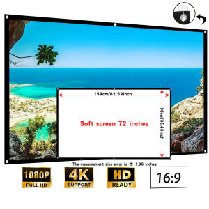 High definition projection screen 72 inches 16:9 home projection wall mounted screen foldable convenient for shoe soles