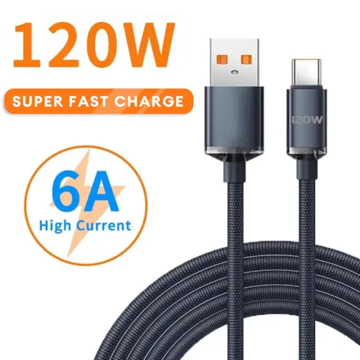 Cáp Sạc Siêu Nhanh 120W Cáp USB 6A Type C Dây Dữ Liệu USB C Super Charge