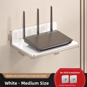 MONLEYTA | No-Drill Wall-Mounted Router Placement Rack Optical Cat Wifi Set Top Box Storage Shelf Camera Surveillance Stand Universal PVC