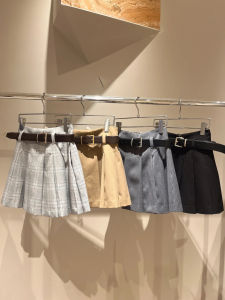 Sweet Versatile High Waist Belted A-Line Pleated Mini Skirt Pants Autumn Winter New Arrival Womens Fashion Half-length Skirts