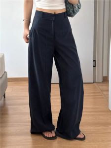 High Waist Cotton Linen Wide Leg Pants Straight Cut Loose Fit Casual Trousers Thin Texture Comfortable Spring Summer Ladies