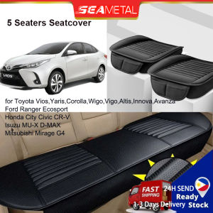 SEAMETAL Leather Car Seat Cover 5 Seater Edge Wrapping Seatcover Cushion Protector Anti Slip Breathable Pad Driver Mat