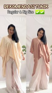 ATASAN TUNIK BATIK POLOS ASIMETRIS LONG TUNIC WOMAN KAFTAN PANJANG BATIK POLOS DOBBY