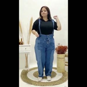 Overall Jeans Jumbo Celana Jumpsuit Jeans Panjang Big Size Natasha
