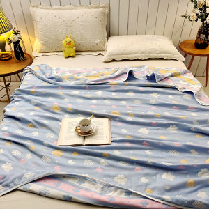 Pure Cotton Gauze Summer Quilt Single Baby Cartoon Blanket Lightweight Six Layers Childrens Coverlet Breathable Cooling Towel Blanket