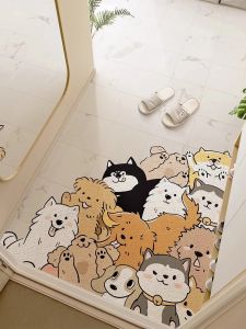 Cute Dog Door Mat Customizable Indoor Entrance Rug Anti-Slip Dirt Resistant PVC Carpet Cartoon Design Modern Simple Style
