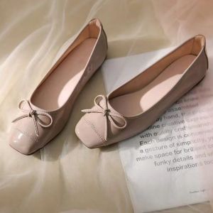 Women Real Soft Leather Ballet Flat Shoes Comfort Round Toe Office Peas Shoes