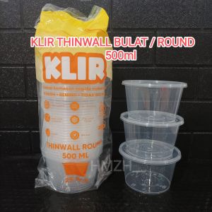KOTAK / WADAH SERBAGUNA KLIR THINWALL Round / Bulat 500ml + tutup isi 25pcs tempat makan / wadah serbaguna PP Bening Kokoh dan Tidak bocor
