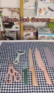 PISAU JERAMI / PISAU SET 6 IN 1 / SET PISAU 6IN1 / PISAU JERAMI KERAMIK / PISAU JERAMI MULTIFUNGSI KITCHEN KNIFE STAINLESS GANDUM Q2-8606 / Q2 8606