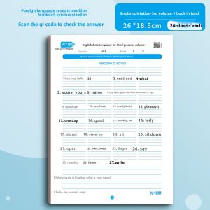 JIELI | English Vocabulary Writing Paper for Grades 3-6 with Sentence Review and Translation Practice