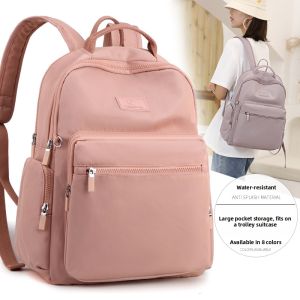 Womens Travel Lightweight Large Capacity Backpack Nylon Material Zipper Closure School Bag Computer Pocket Mobile Phone Pocket