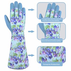 Long sleeve thorn resistant gardening gloves finger and sleeve reinforced breathable garden gloves suitable for rose pruning