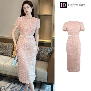 Happy Diva Womens Pink Floral Puff Sleeve Dress Vintage Dresses Wedding Party Dresses Graduation Dresses 65396