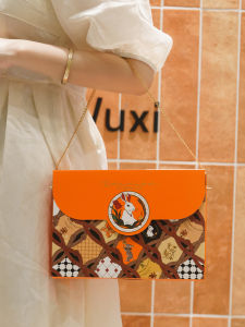 High-End Mooncake Packaging Box Orange Heart-Shaped Pastry Box for Mid-Autumn Festival Gift Box for 6 Pieces of Ice Skin Yolk Pastries