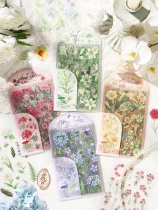 6 pcs Frost Flower Dew Language Series Stickers Florals Themed PET Stickers DIY Journal Diary Phone Case Decorative Stationery