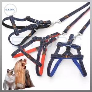 Pet Soft Adjustable Denim Harness with Leash