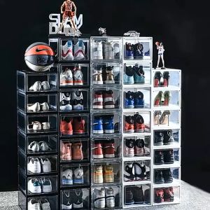 Shoe Box Acrylic Magnetic Clear Storage Stackable Organizer Acrylic Display Case Large Space Sneaker Container Storage Shoe Box
