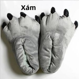 Đôi Dép Đi Trong Nhà Mùa Đông Ấm Áp Mềm Mại Bằng Lông Nhung Dành Cho Nữ Và Nam Thiết Kế Hình Móng Vuốt Thú Vật Giáng Sinh Quái Vật Khủng Long Hài Hước.