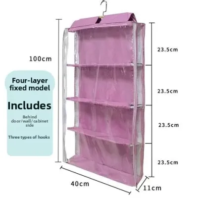 Full Closure Plush Toy Storage Bag Wall Mounted Multi Layer Door Back Hanging Bag Cotton Doll Organizer Household Storage Solution